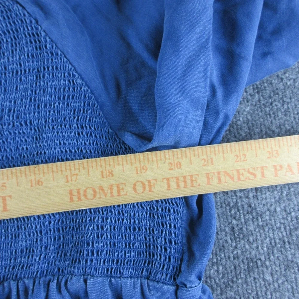 Old Navy Dress Womens XXL Blue Smocked Square Neck 3/4 Puff‎ Sleeve Trapeze Mini